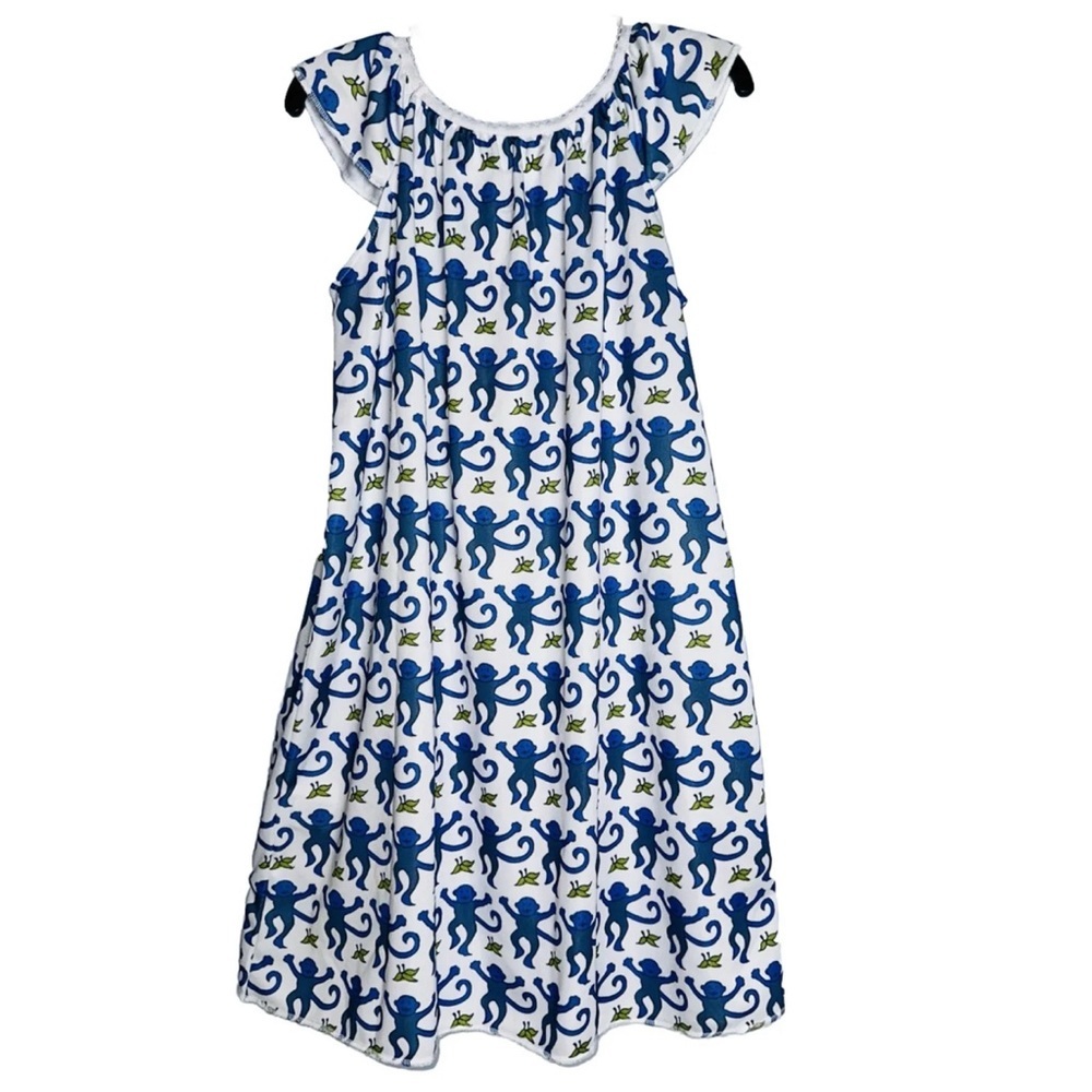 Roller Rabbit Blue Monkey PJ's Girls Nightgown Gown NWT - Picture 4 of 4
